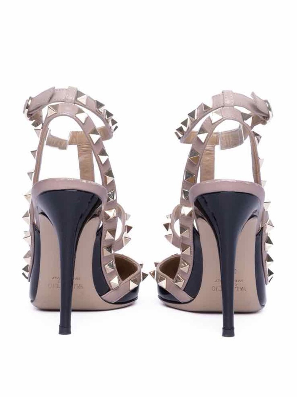 Valentino Rockstud Caged Two Toned Black Patent Leather Stiletto Heel Pumps - Picture 3 of 5